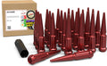 M14x1.5 Spiked Lug Nuts 24 Pc Set - Red Truck Spline Hex
