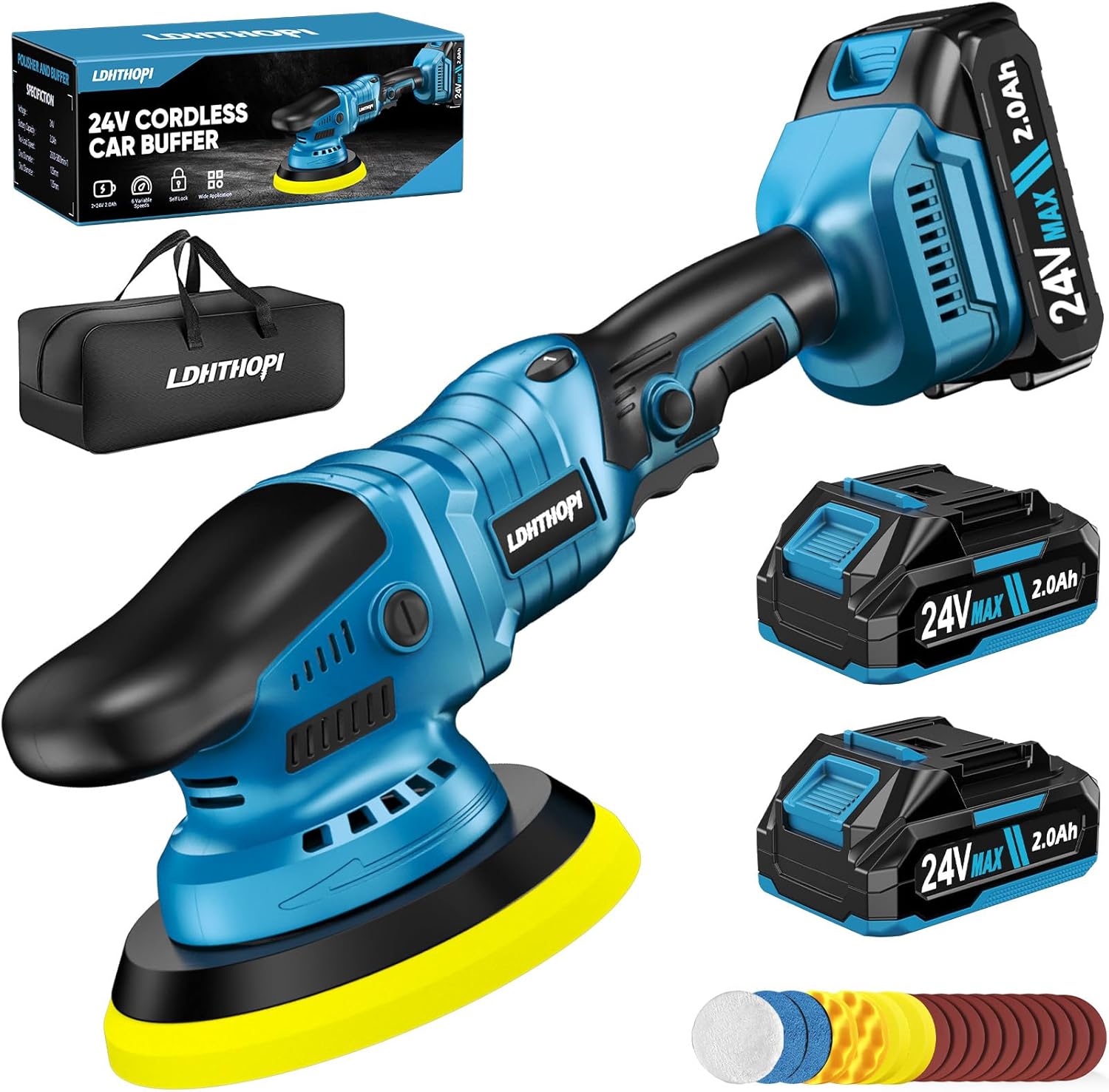 Cordless Buffer Polisher with 22000mAh Battery for Car Detailing