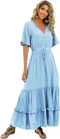 R.Vivimos Womens Summer Cotton Floral Print Midi Dresses