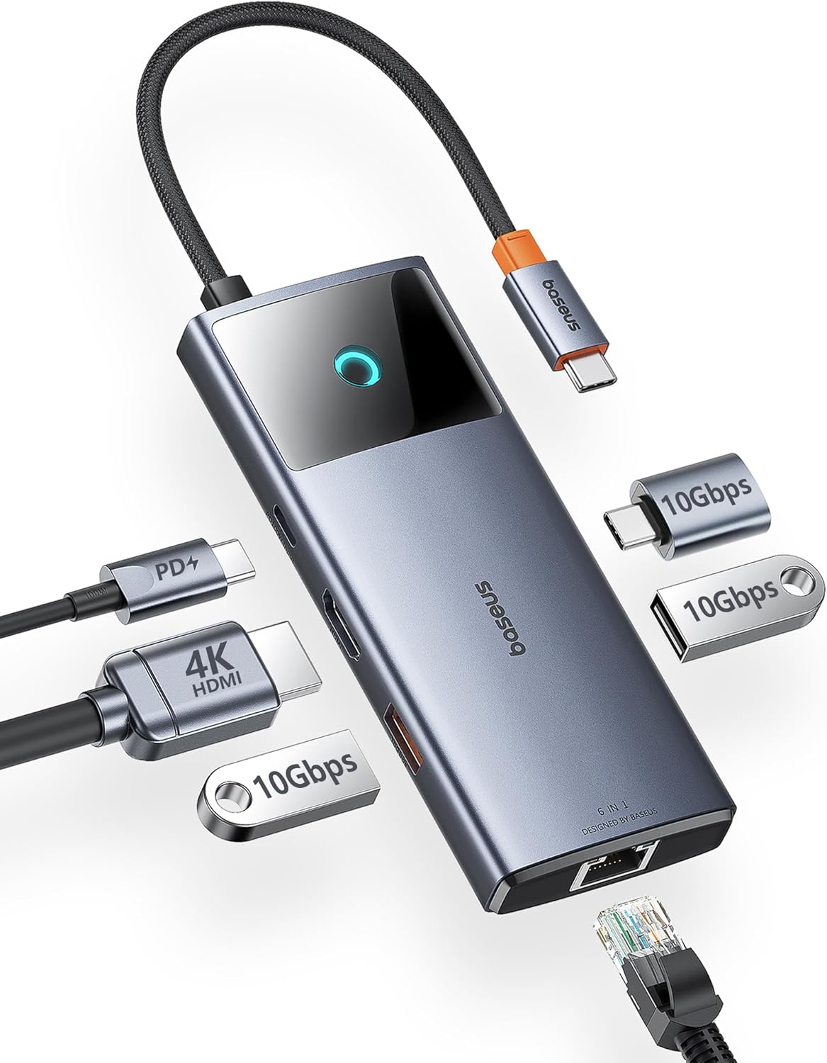 Baseus 10Gbps USB C Hub with 4K HDMI and Gigabit Ethernet