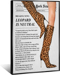 Trendy Newspaper Wall Art Vintage Leopard Boots Feminist Poster