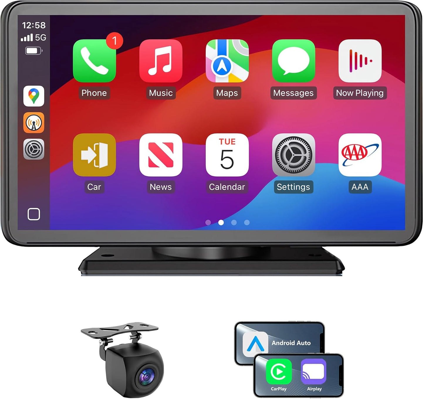7 Wireless Carplay Screen: HD Touch, Voice Control, Backup Cam