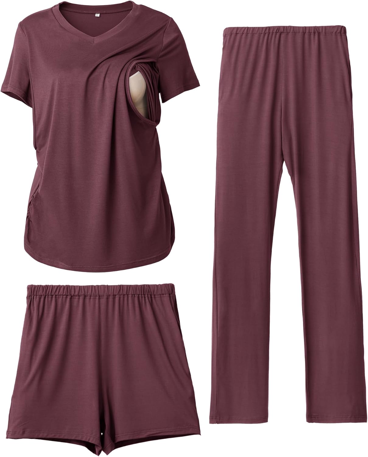 Rnxrbb 3 Piece Women's Maternity Nursing Pajamas Set for Comfort