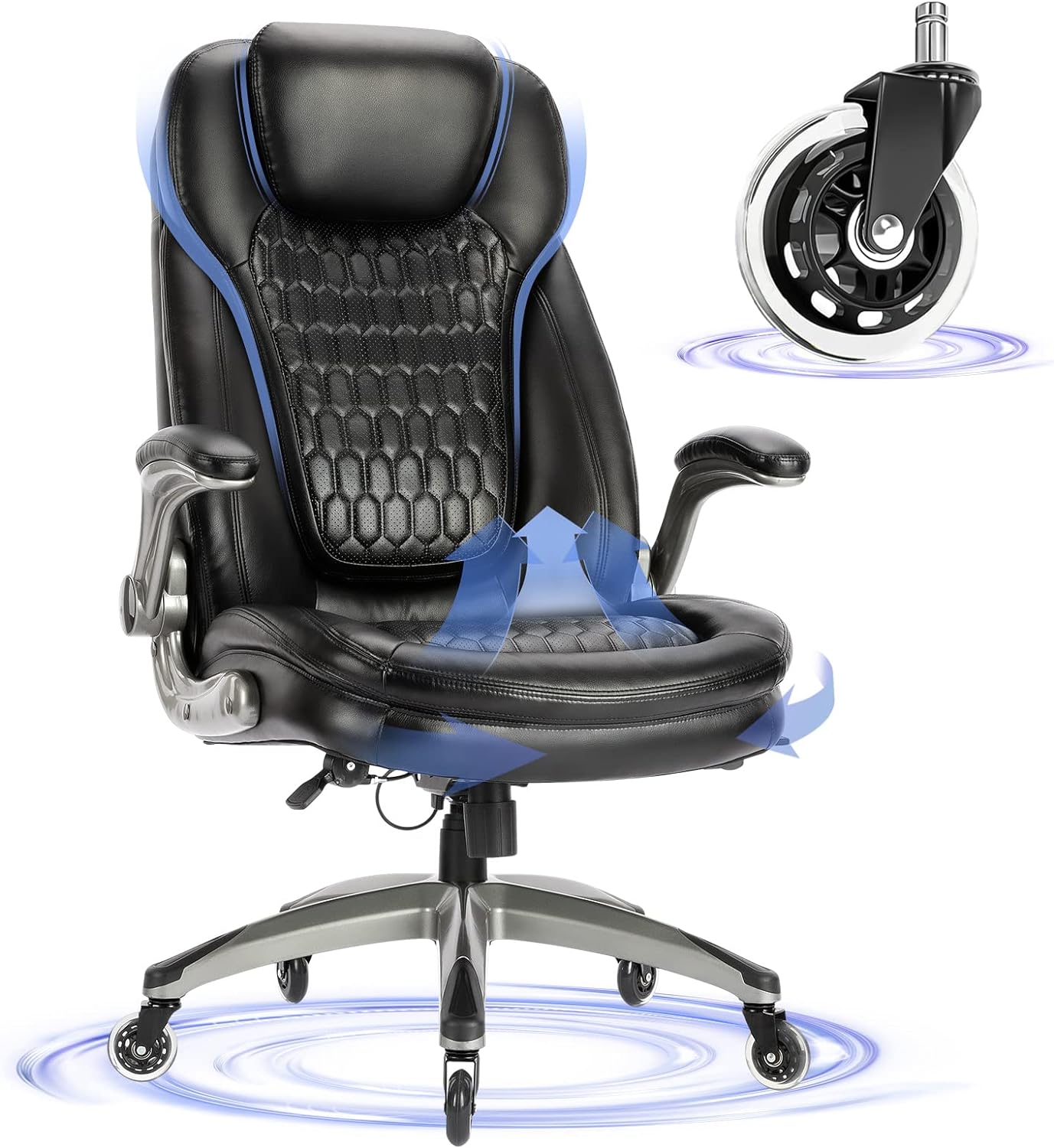 COLAMY High Back Leather Office Chair