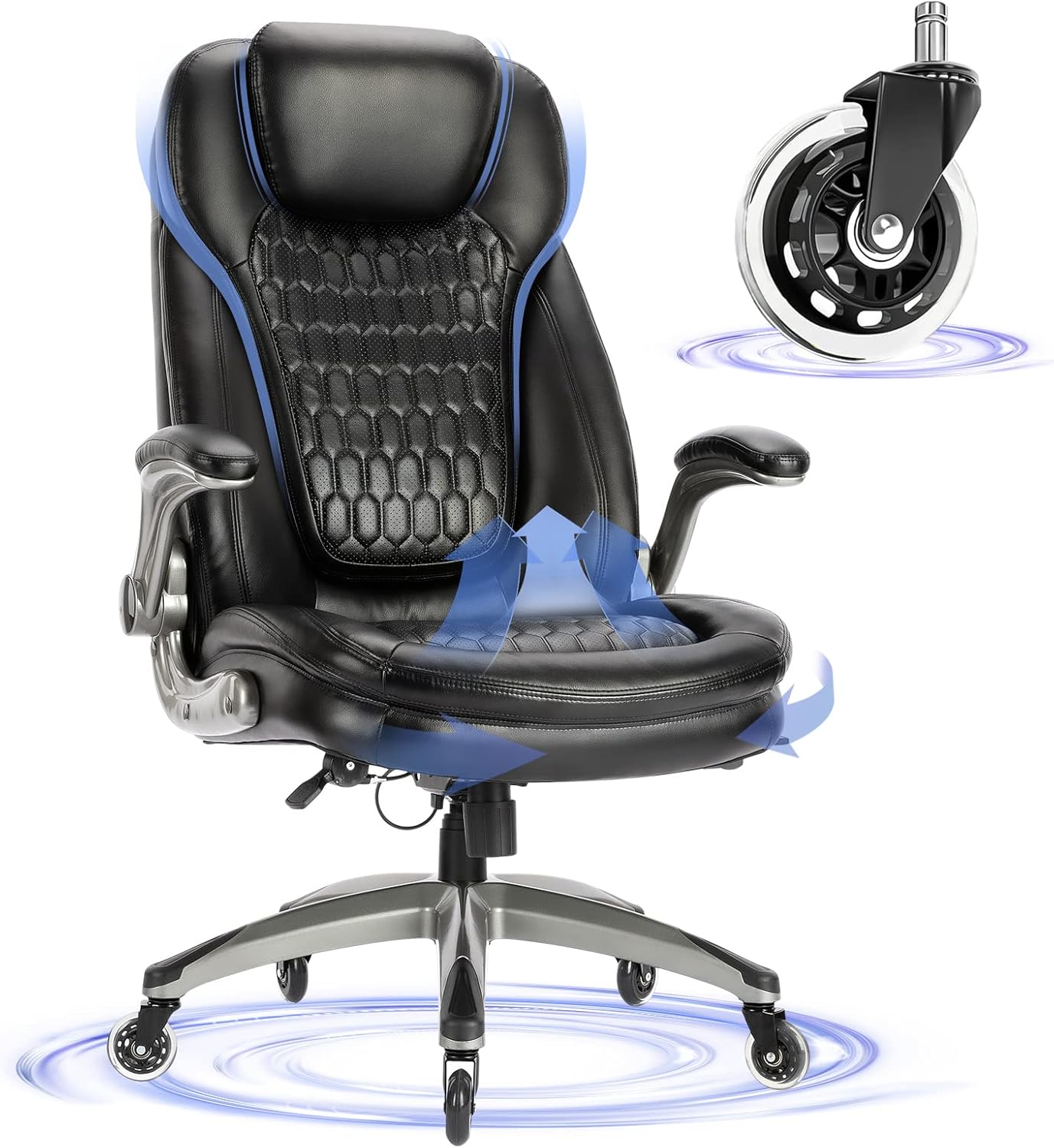 COLAMY Executive Chair: Ergo High Back Leather Swivel