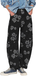 loveimgs Y2k Distressed Barrel Jeans - Baggy Floral Patchwork