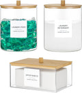Glass Jars and Acrylic Dryer Sheet Holder 3 Pack - Organized Laundry