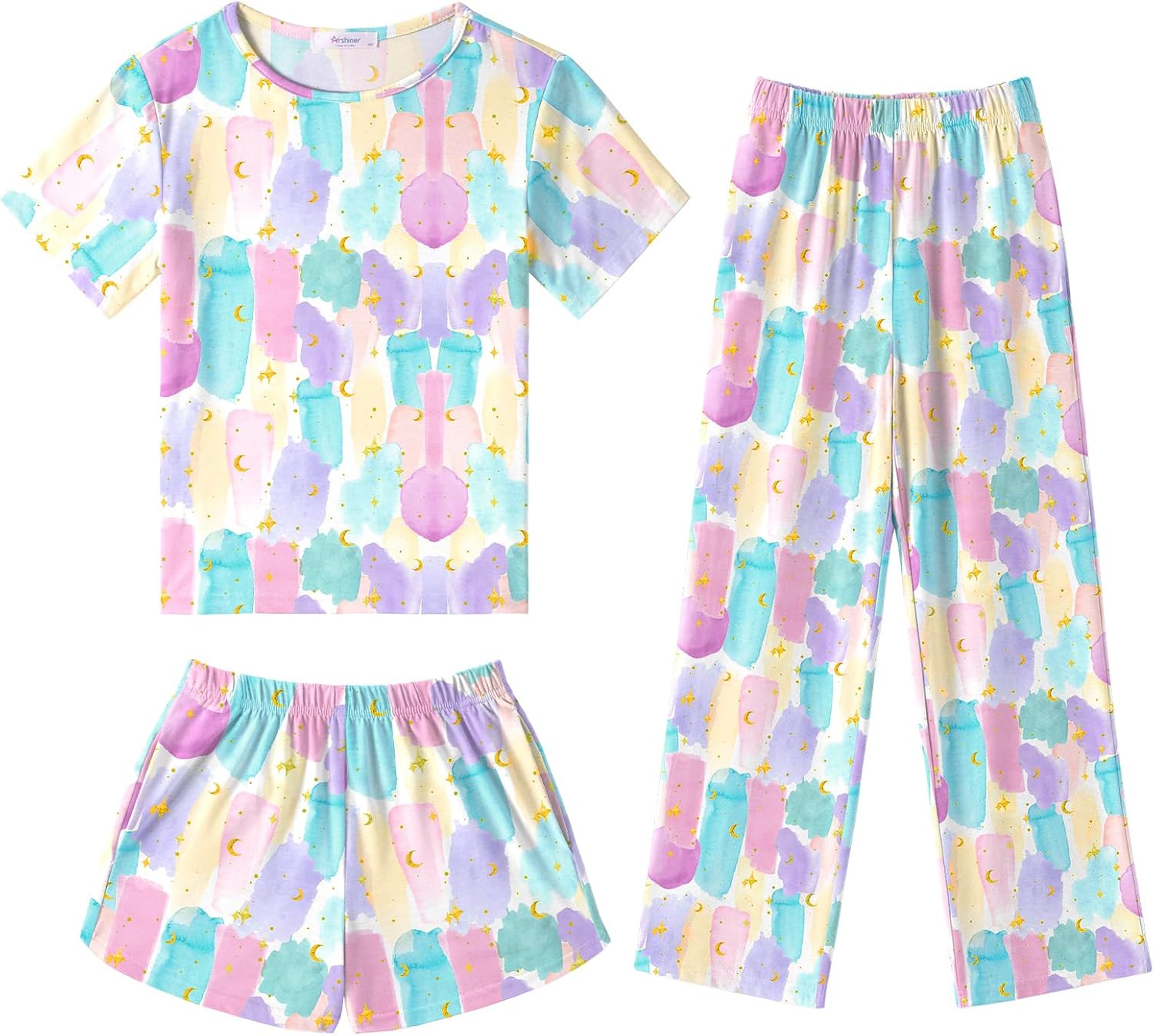 Arshiner Girls Pajama Set 3 Piece Soft Cute Sleepwear for Kids