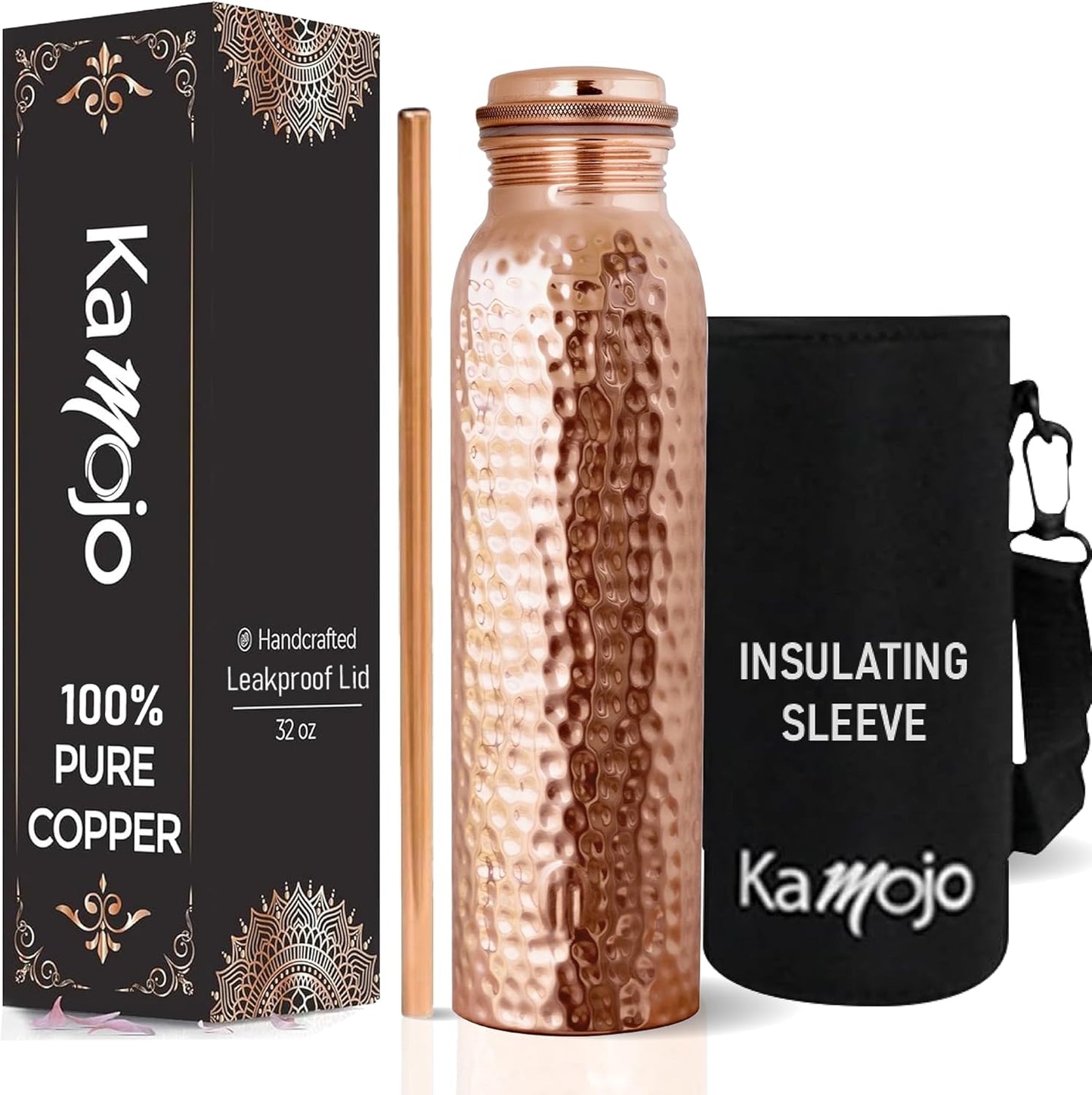Copper Water Bottle for Drinking - Handcrafted Ayurvedic Cup