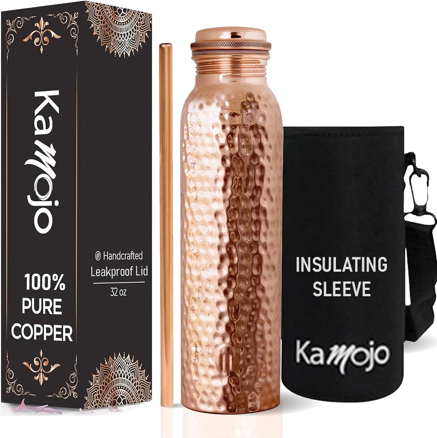 Copper Water Bottle for Drinking - Handcrafted Ayurvedic Cup