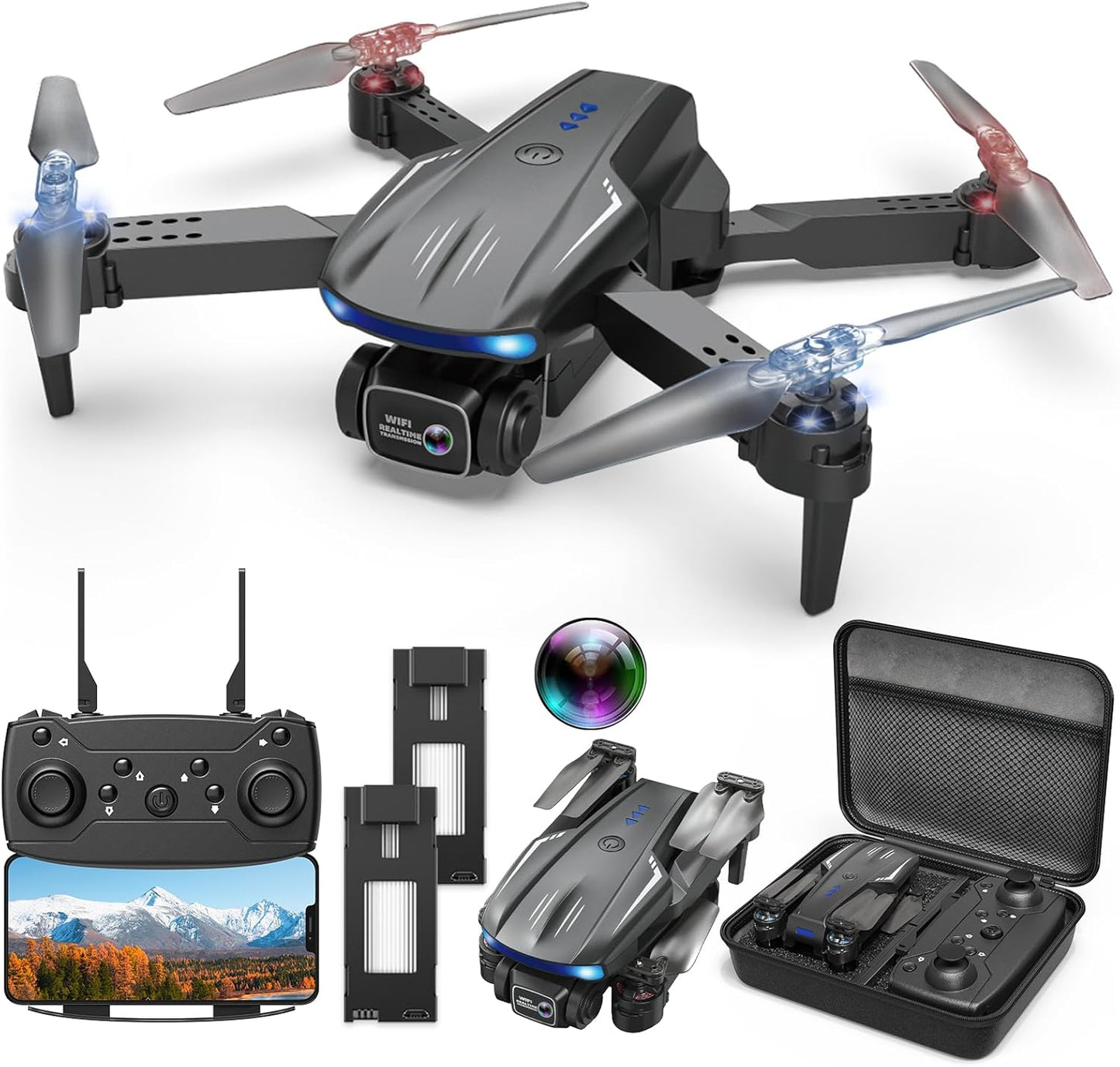 Foldable HD FPV Drone | 1080P Camera | 2 Batteries | Easy Controls
