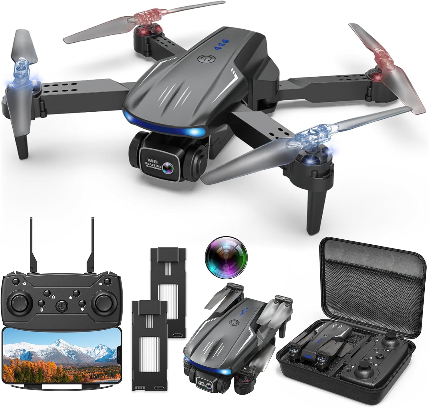 Foldable HD FPV Drone | 1080P Camera | 2 Batteries | Easy Controls