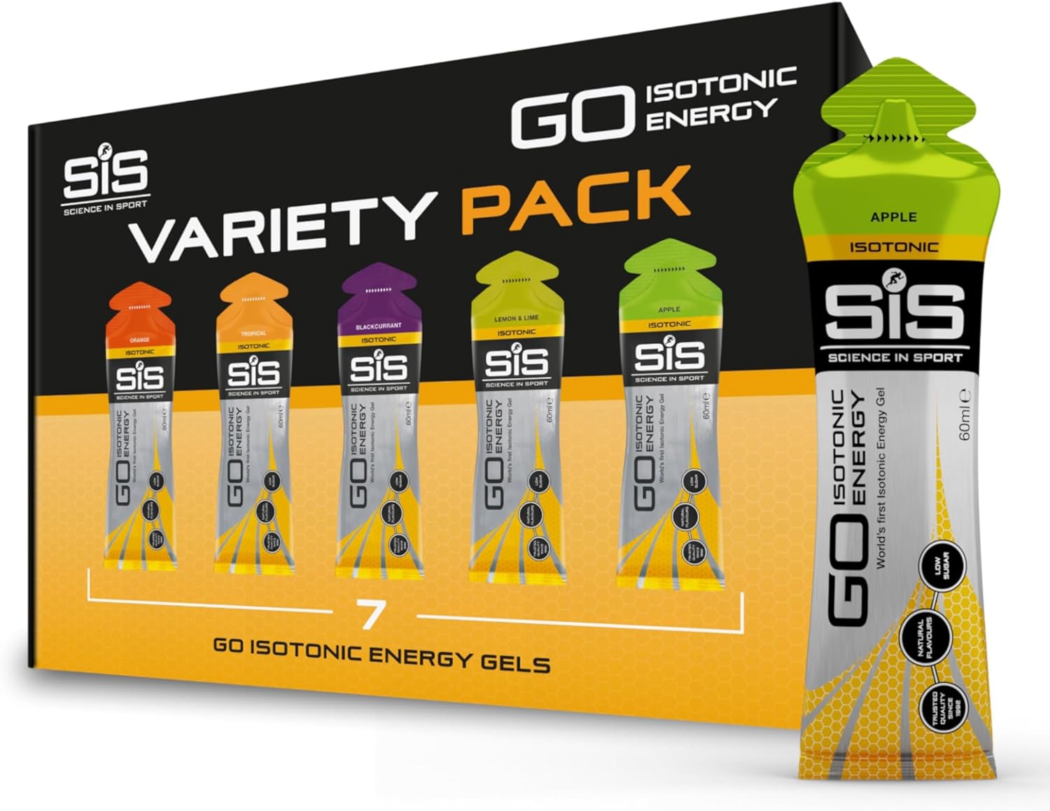Science in Sport 60 ml Energy Gel Variety Pack of 7 for Endurance