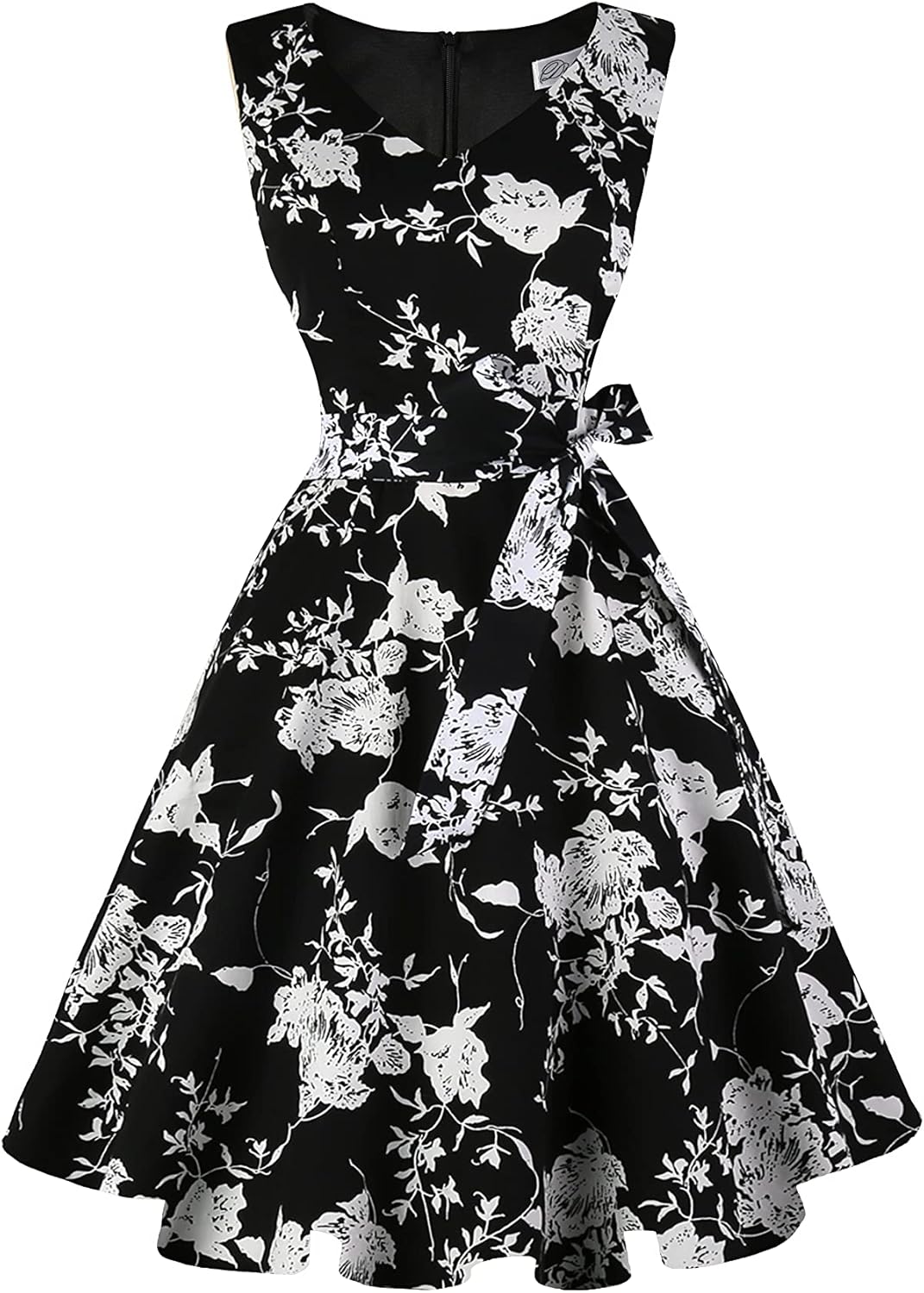 Vintage Sleeveless Cocktail Party Dress with Pockets for Women