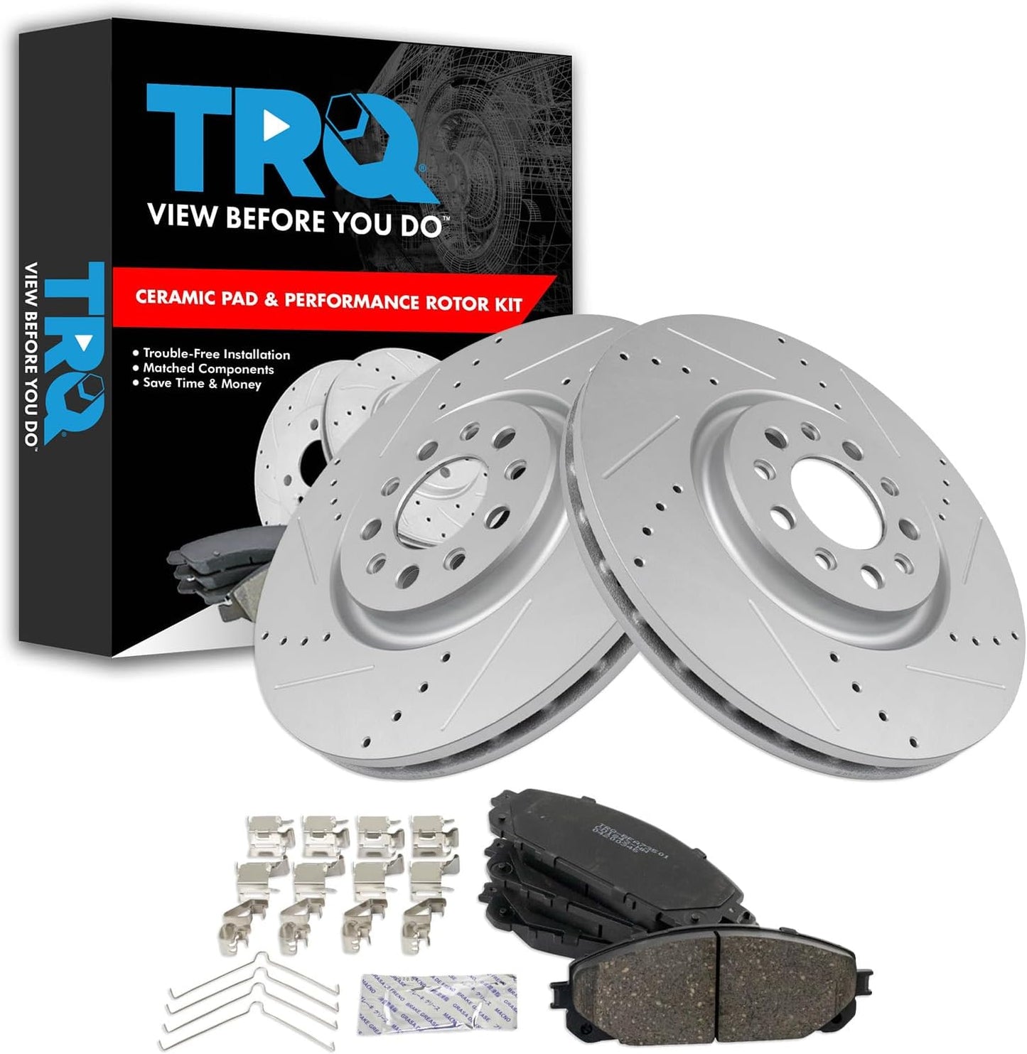TRQ Front Performance Brake Pad & Rotor Kit for Jeep Cherokee