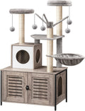 Cat Tree with Litter Box Enclosure - All-in-One Cat Condo for Indoor