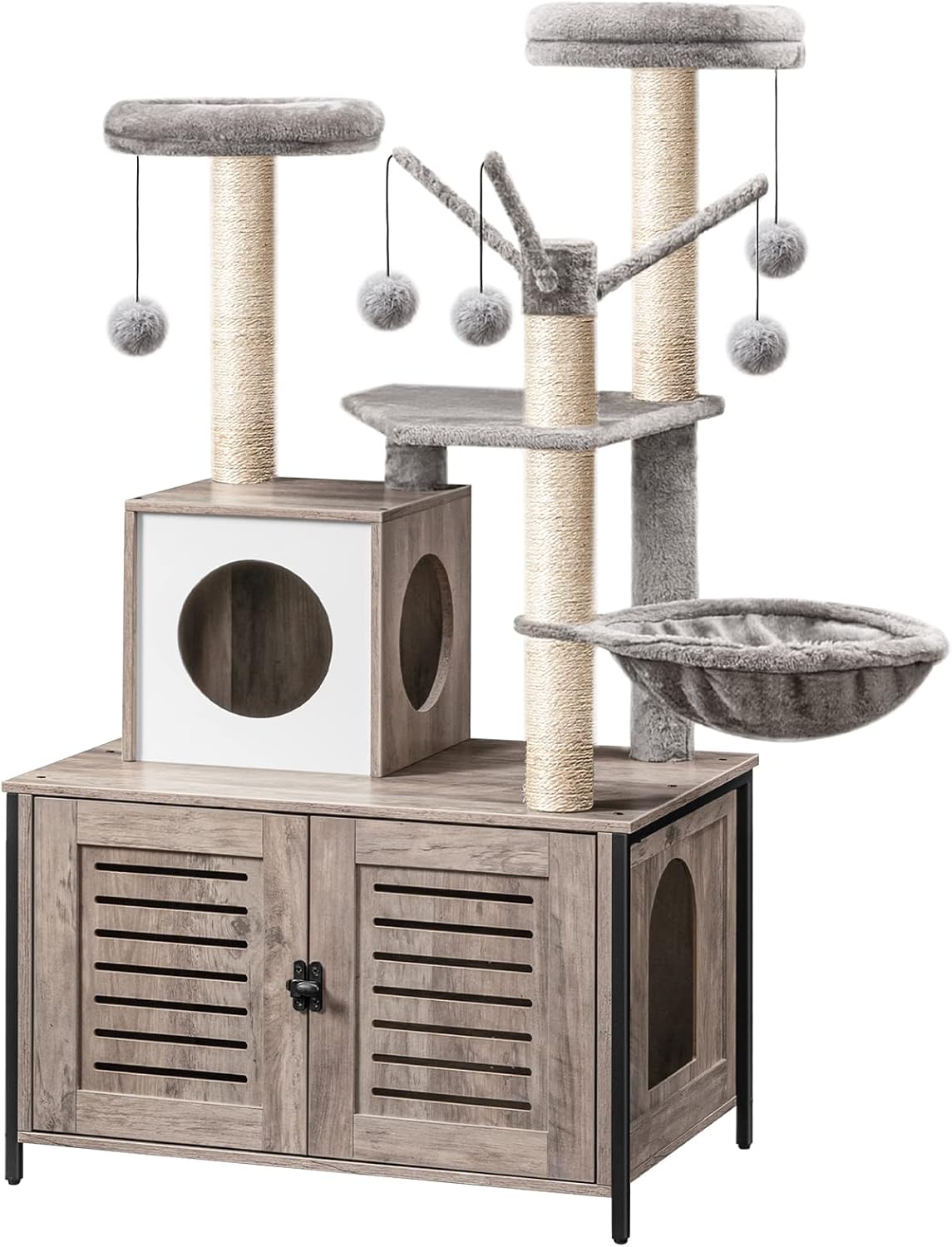 HOOBRO Cat Tree with Litter Box Enclosure for Indoor Cats