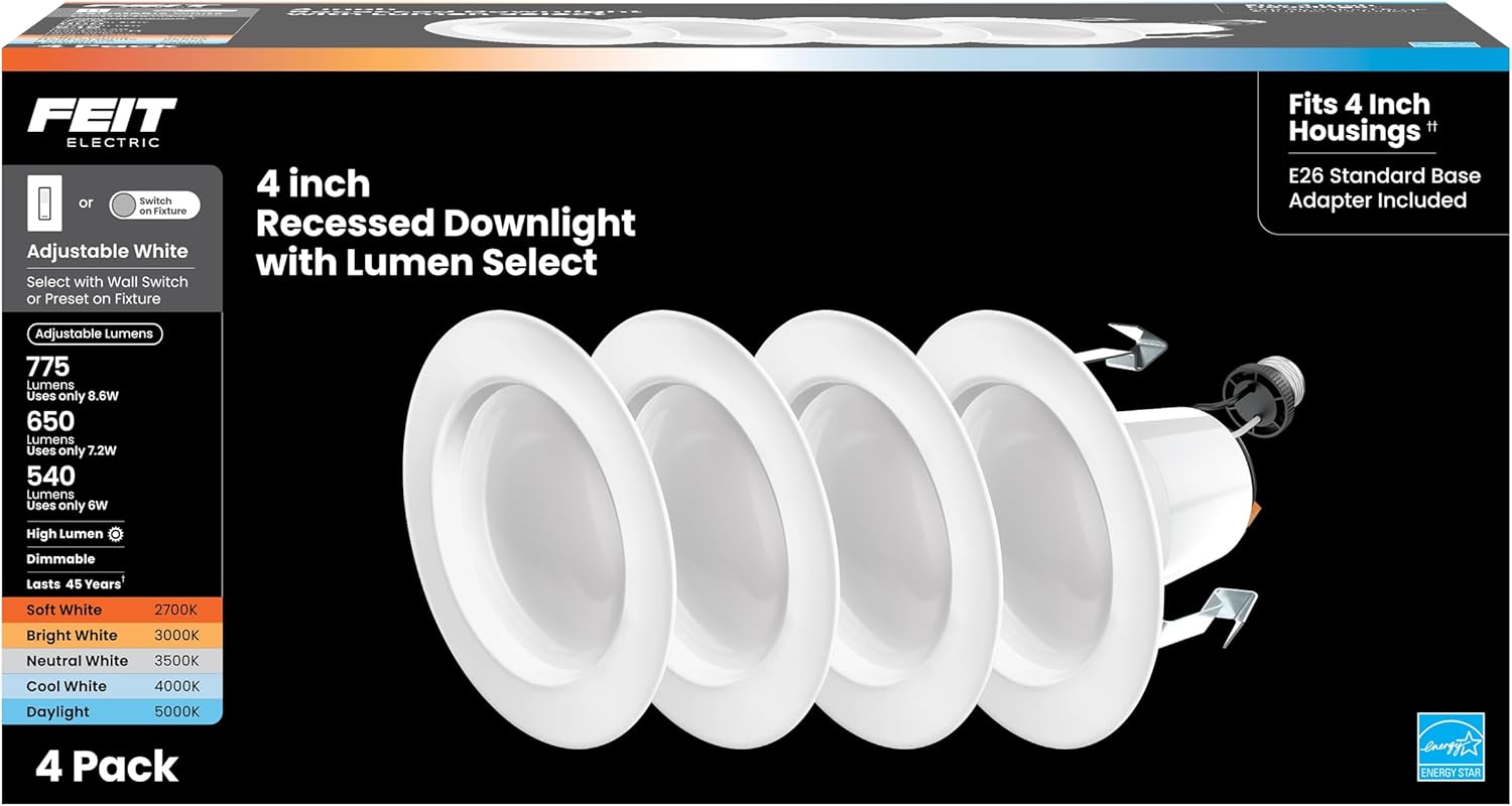 Feit Electric 4in Recessed LED Downlight: Bright, Dimmable & Efficient