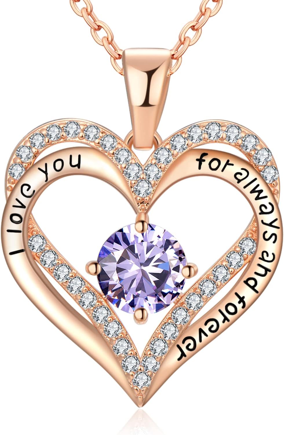 18K Rose Gold Heart Necklace for Women Birthday Gifts Jewelry