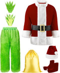 Santa Claus Costume Adult 8PCS Deluxe Funny Cosplay Outfit - Warm
