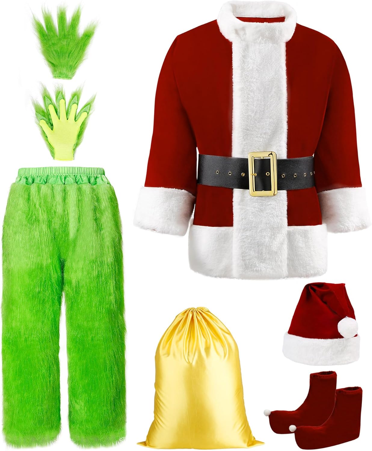 Deluxe Santa Claus Costume for Men - 8PCS Funny Cosplay Set