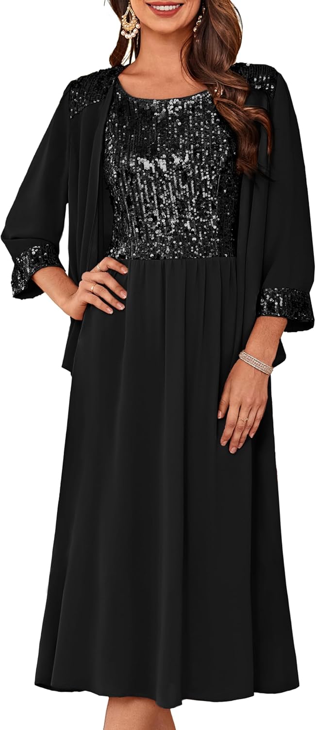 Stunning Two Piece Sequin Dress for Wedding Guests and Mothers