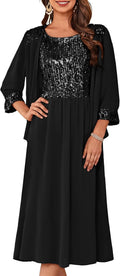 Tea Length Two Piece Sequin Dress for Women - Jacket Included