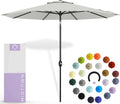 9 ft Off White Patio Umbrella - Auto-Tilt Rustproof Aluminum