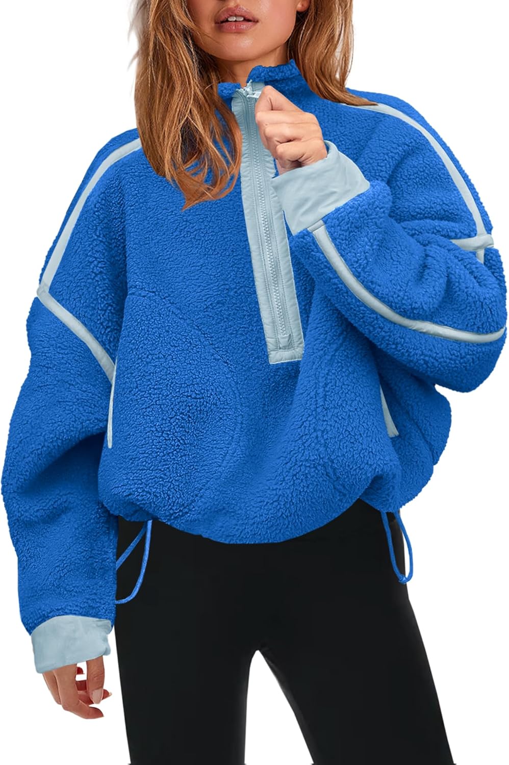Womens Half Zip Sherpa Fleece Pullover for Cozy Winter Wear