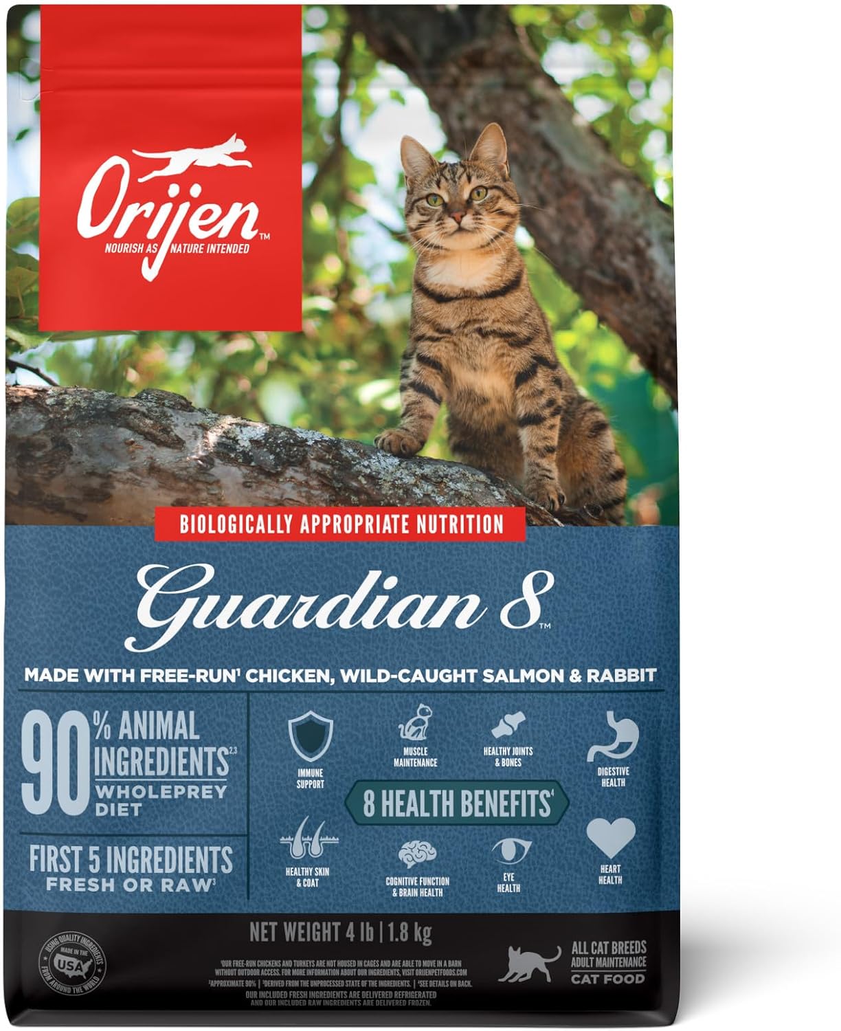 ORIJEN Guardian 8 Grain Free High Protein Cat Food for Health
