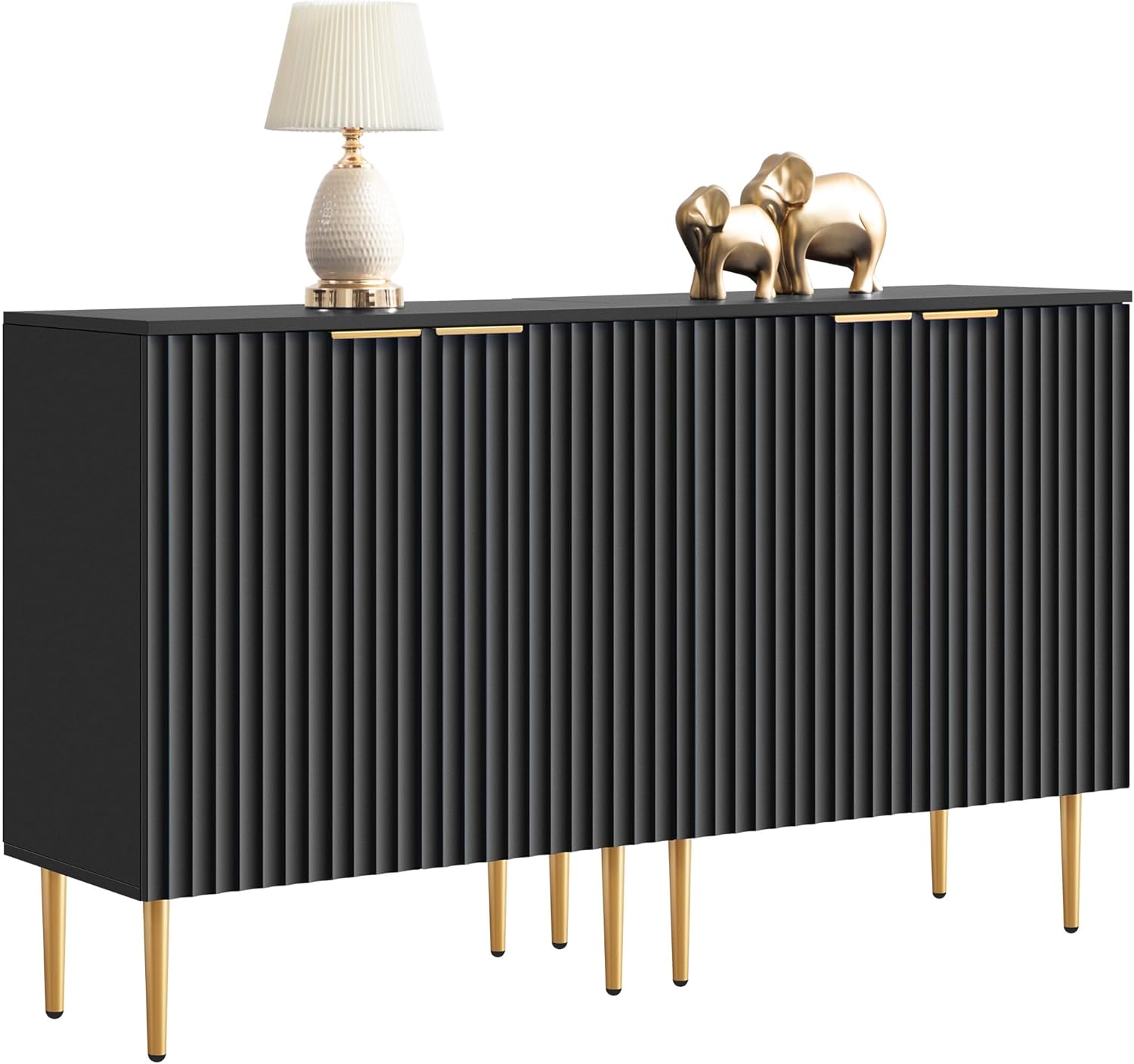 SICOTAS Modern Black Sideboard Set - Adjustable Storage