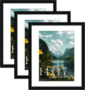 14x17 Picture Frame 3 Pack Black Poster Frame - Flexible Mat Option