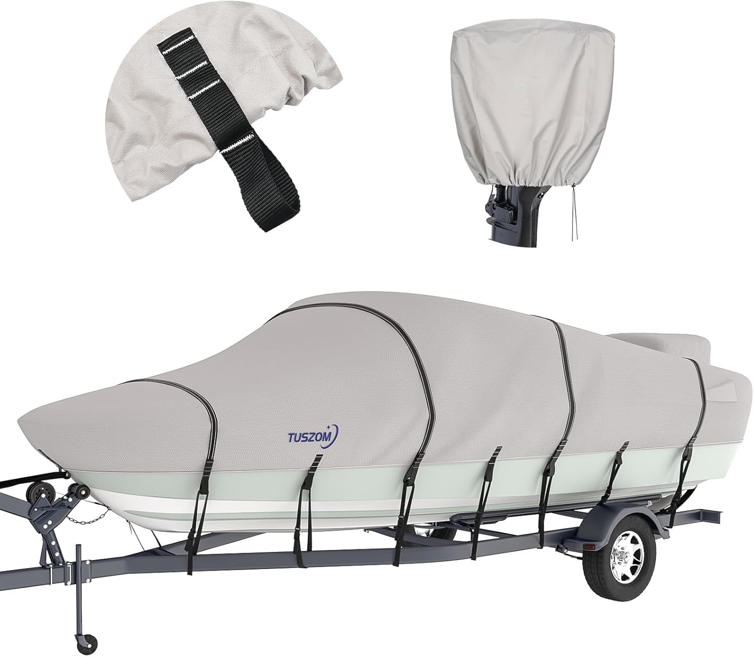 Tuszom True 900D Waterproof Boat Cover for 20-22ft V-Hull