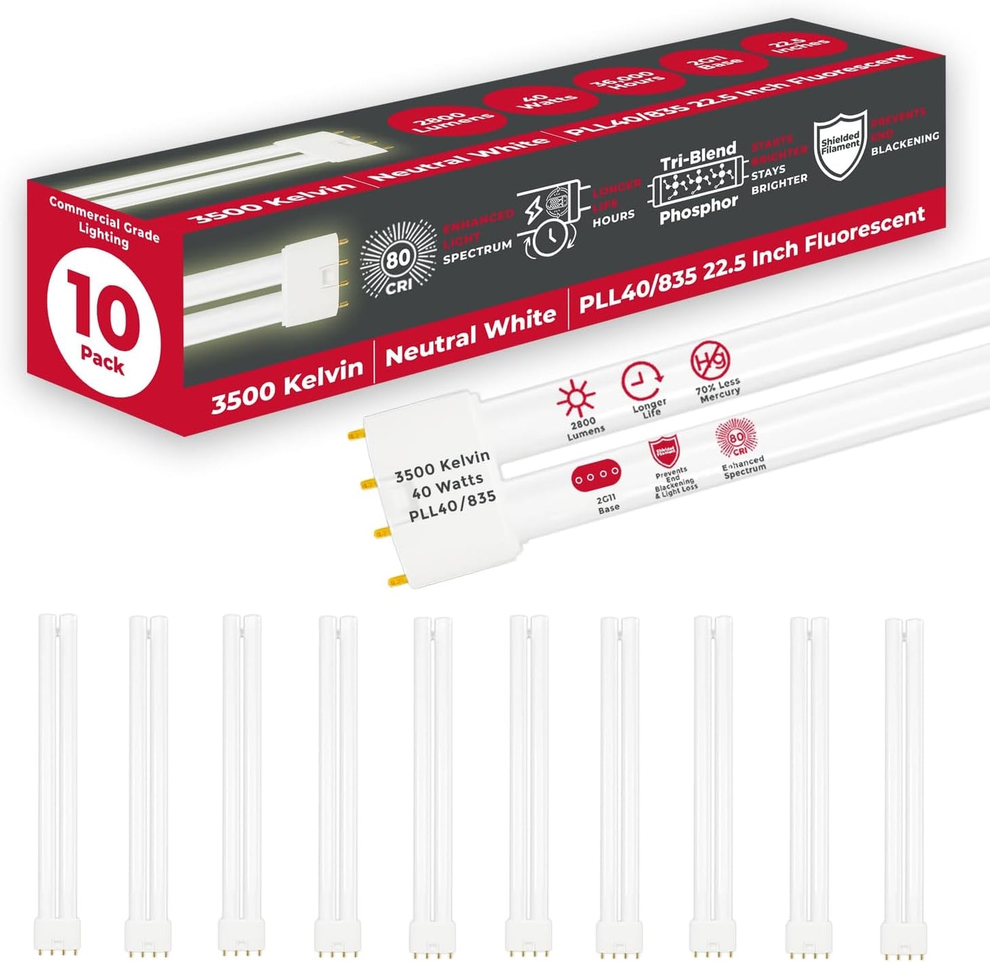 GoodBulb PLL40/835 40W Twin Tube CFL Bulb for Bright Spaces