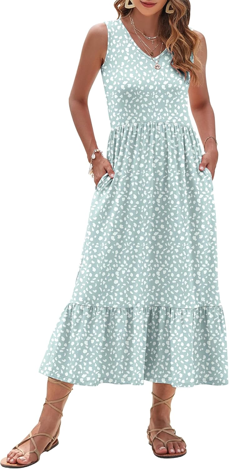 AUSELILY Womens Maxi Dress 2025 Sleeveless Summer Dresses