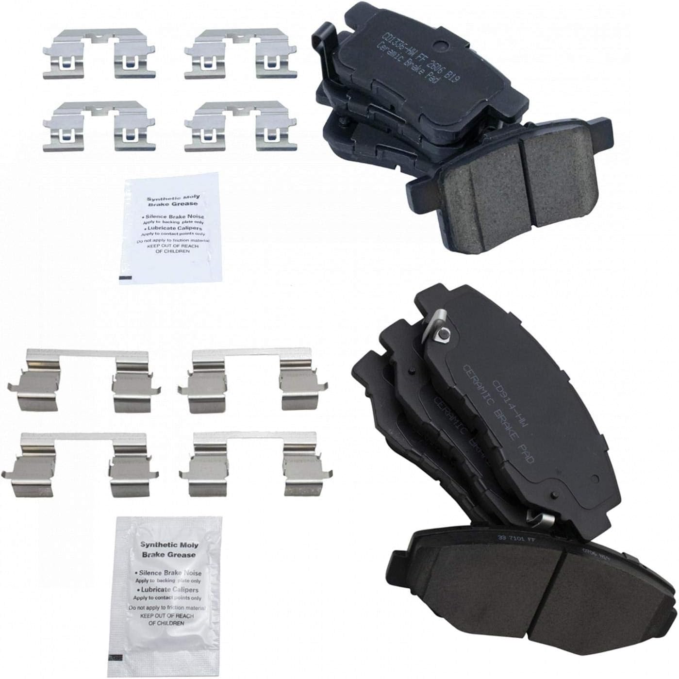 TRQ Front & Rear Brake Pads Ceramic for 2008-2017 Honda Accord
