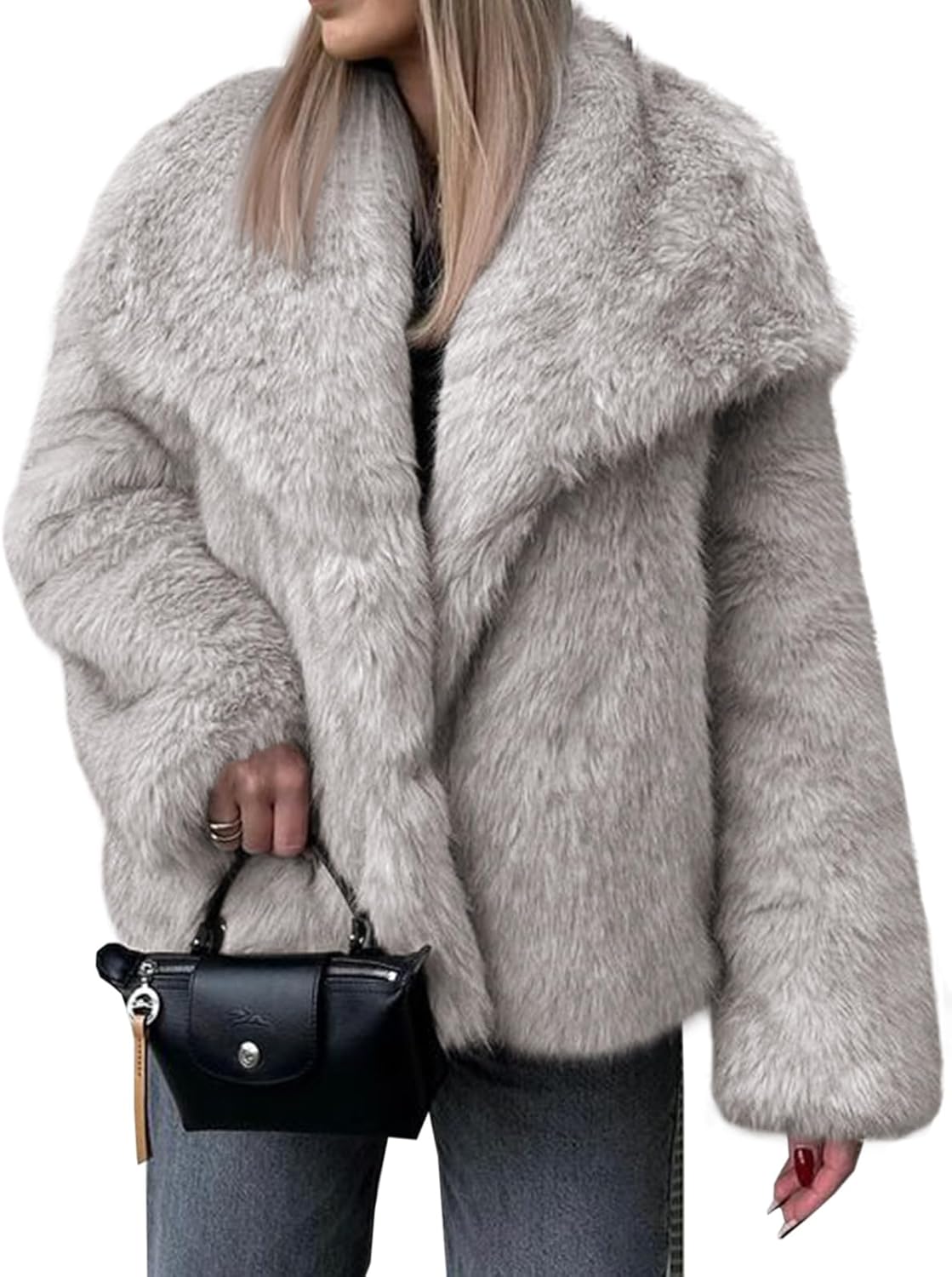Cicy Bell Womens Faux Fur Coat for Winter Casual Style