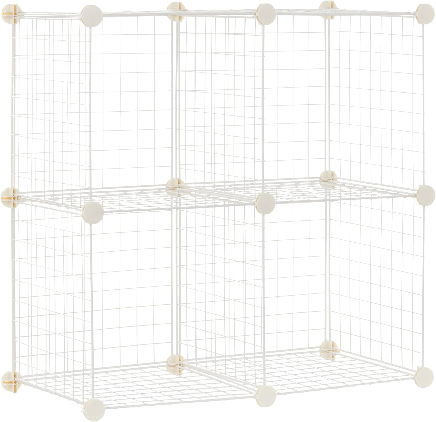 4 Cube Storage Organizer - Wire Grid Closet Shelves, White