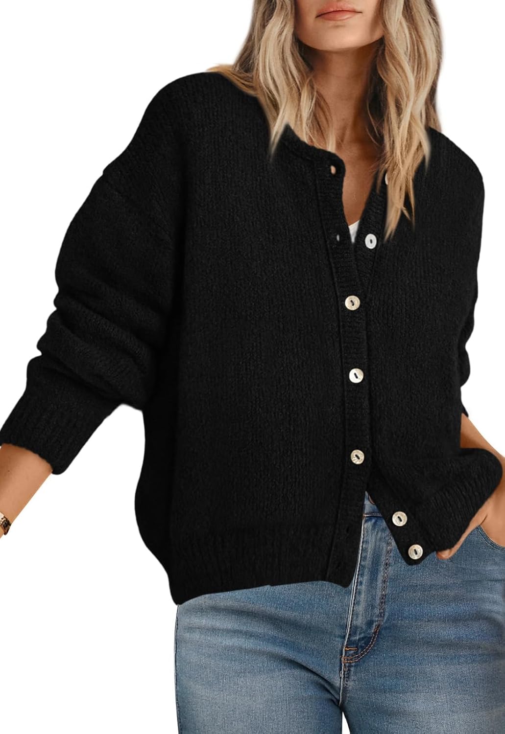PRETTYGARDEN Long Sleeve Crewneck Button Down Cardigan Sweater