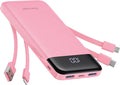 Portable Charger with Built in Cables Slim 10000mAh - Travel Ready