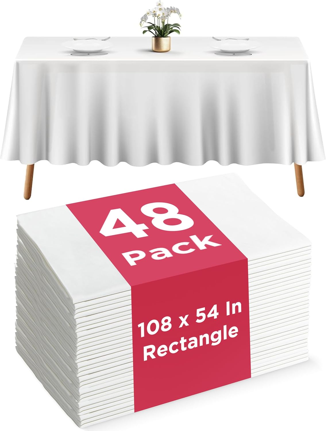 Prestee 48 White Plastic Tablecloths for Elegant Events