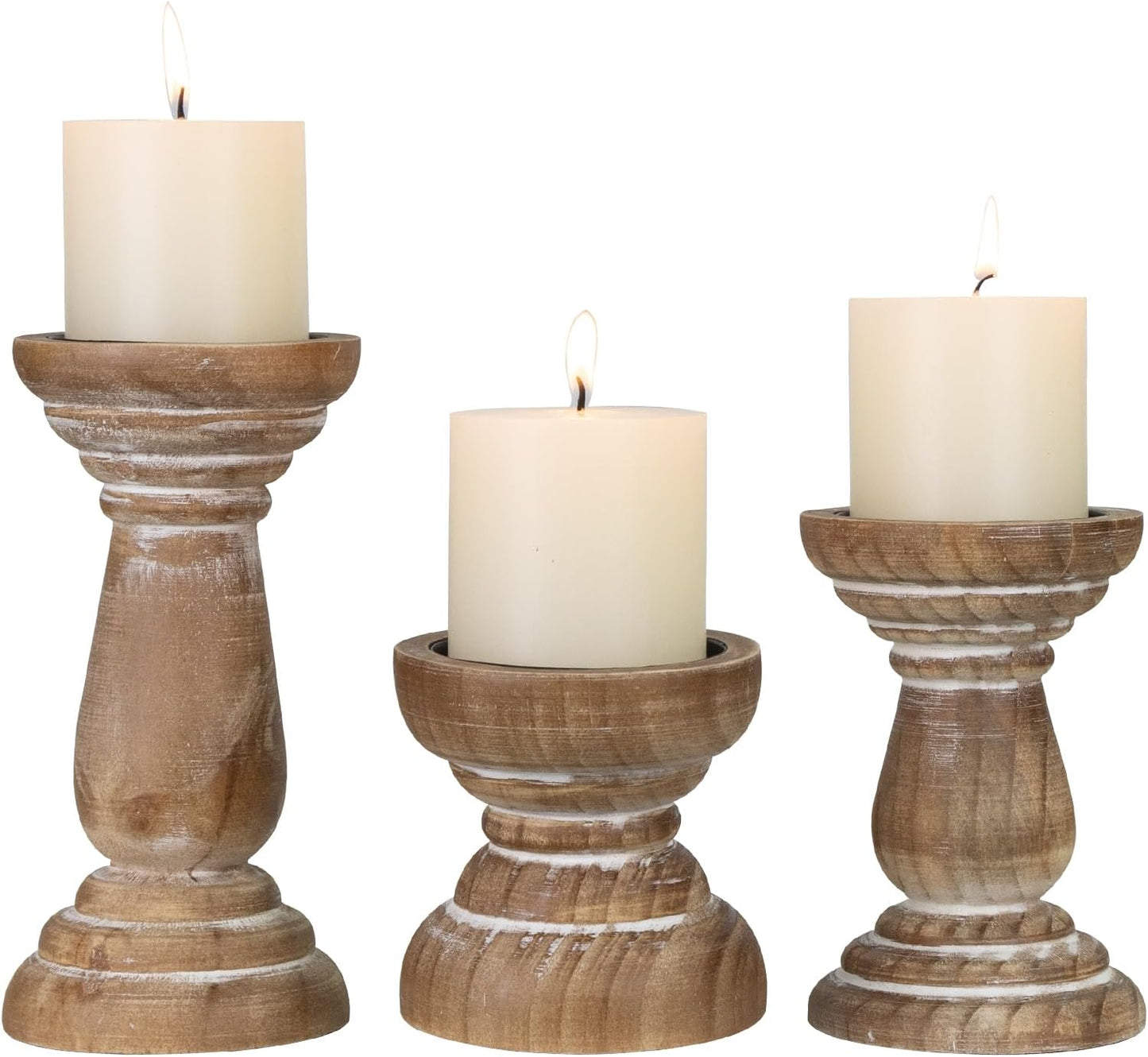 Rustic Wooden Candle Holder Set of 3 for Elegant Decor