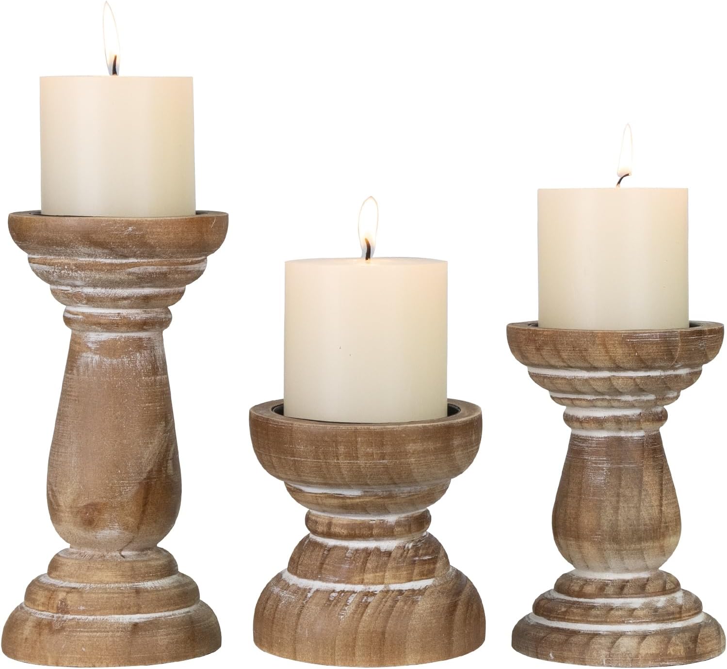 Rustic Wooden Candle Holder Set of 3 for Elegant Decor