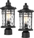 Darkaway Outdoor Post Lights with Water Ripple Glass - Retro Pole