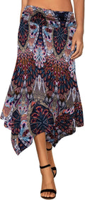 Women's Flowy Handkerchief Hemline Midi Skirt - Black Elegant