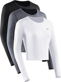 Women's Athletic Crop Shirts Pack of 3 - Lightweight Running Tops
