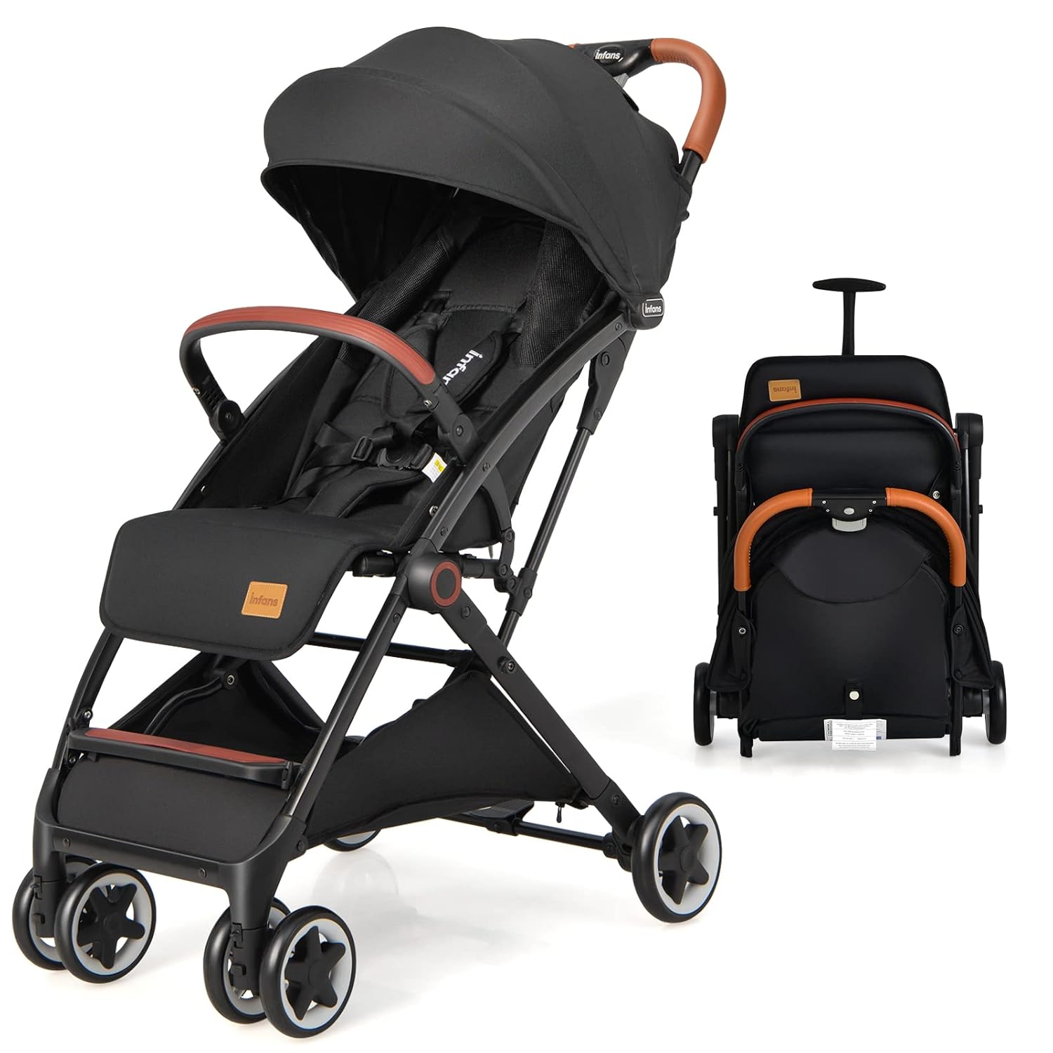 INFANS Lightweight Baby Stroller for Travel with One-Hand Fold