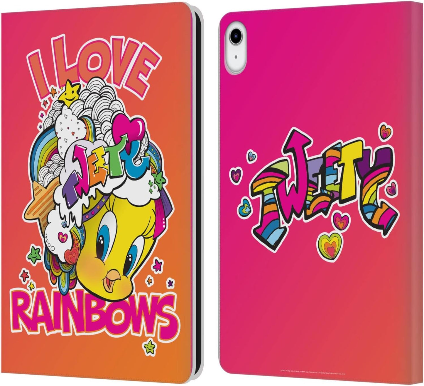 Looney Tunes I Love Rainbow Patterns Leather Wallet Case for iPad