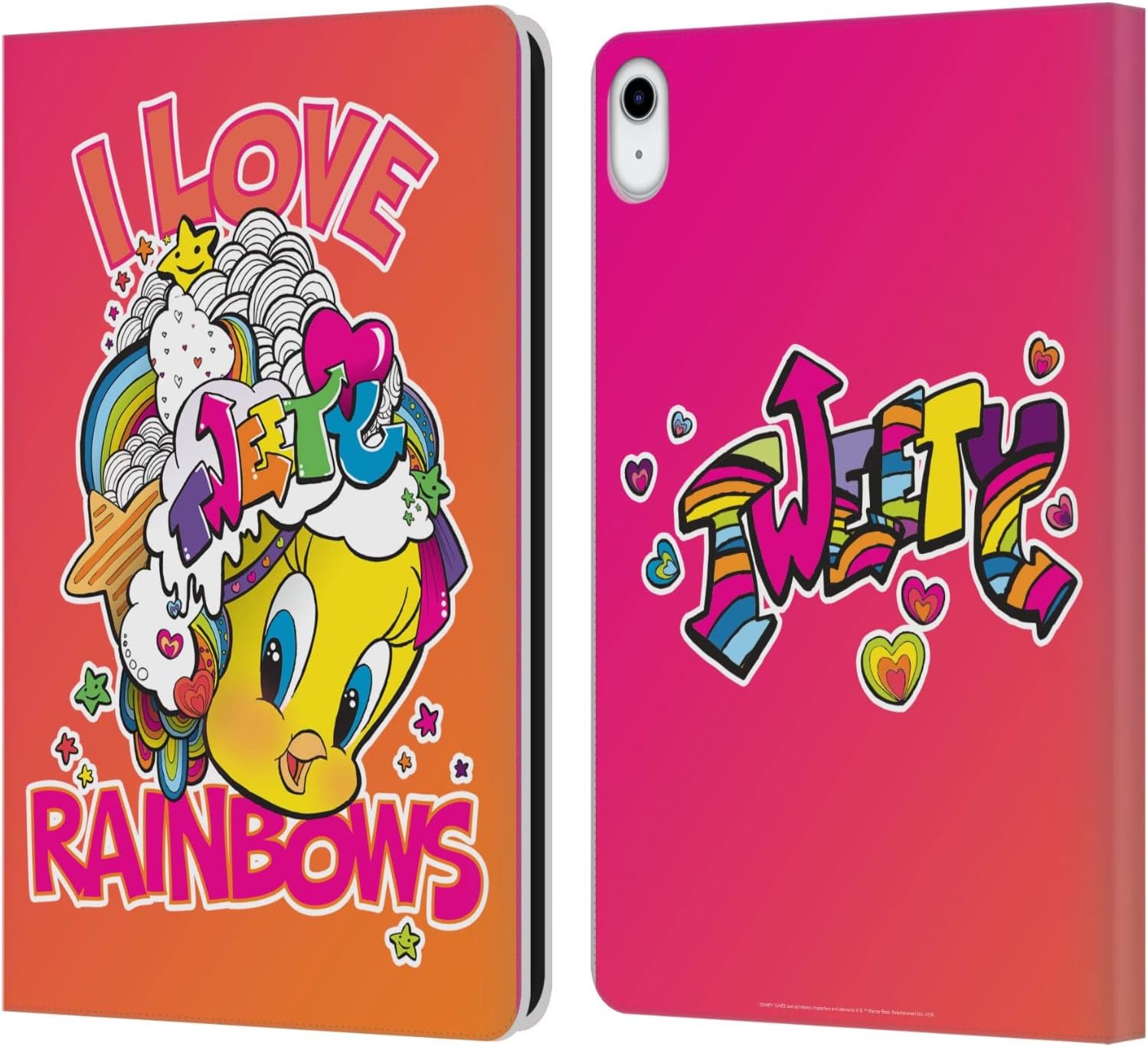Looney Tunes I Love Rainbow Patterns Leather Wallet Case for iPad