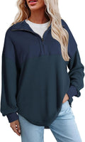 SHEWIN Womens Fall Sweatshirt Waffle Knit Half Zip Pullover - Cozy